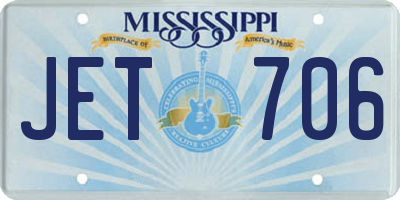 MS license plate JET706