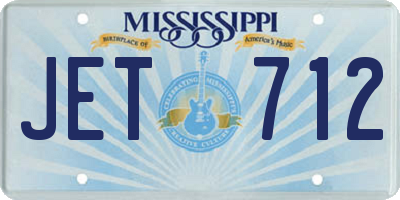 MS license plate JET712