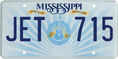 MS license plate JET715