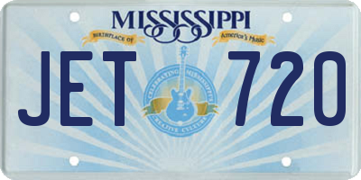 MS license plate JET720