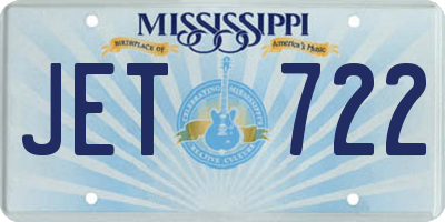 MS license plate JET722