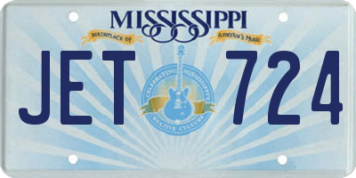 MS license plate JET724