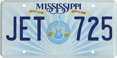 MS license plate JET725