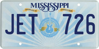 MS license plate JET726