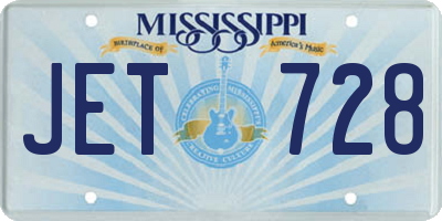 MS license plate JET728