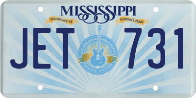 MS license plate JET731