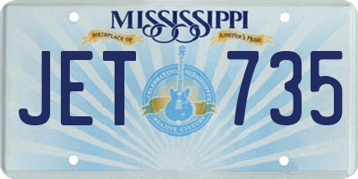 MS license plate JET735