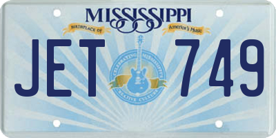 MS license plate JET749