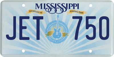 MS license plate JET750