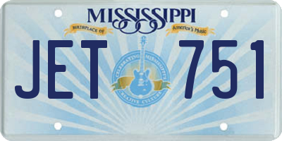 MS license plate JET751