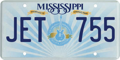 MS license plate JET755