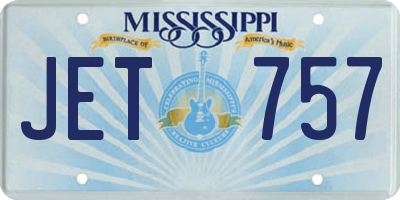 MS license plate JET757