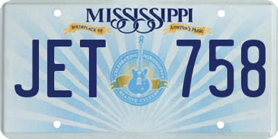 MS license plate JET758