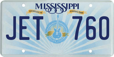 MS license plate JET760