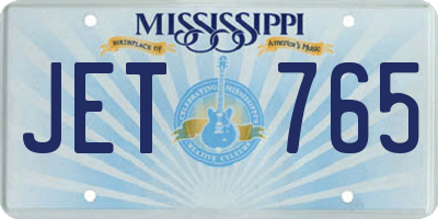 MS license plate JET765