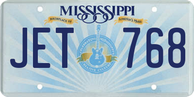 MS license plate JET768
