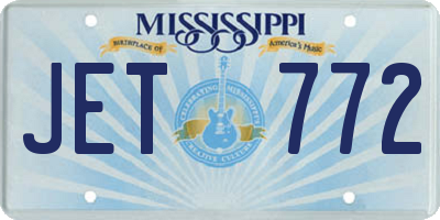 MS license plate JET772