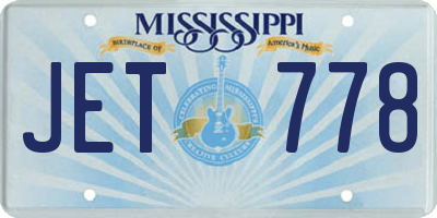 MS license plate JET778