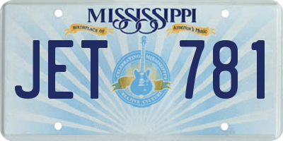 MS license plate JET781