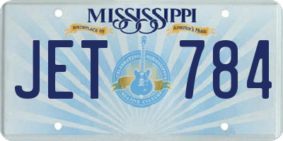 MS license plate JET784