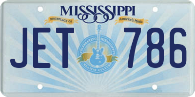 MS license plate JET786