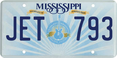 MS license plate JET793