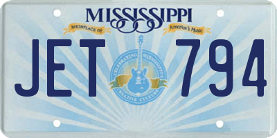 MS license plate JET794