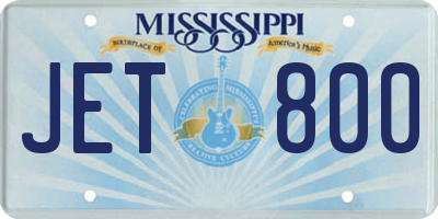 MS license plate JET800
