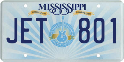 MS license plate JET801