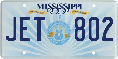 MS license plate JET802