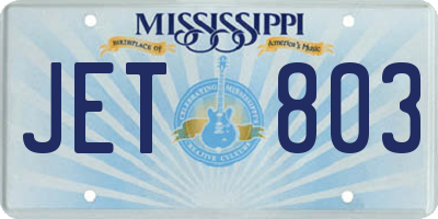 MS license plate JET803