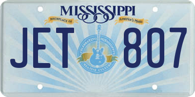 MS license plate JET807