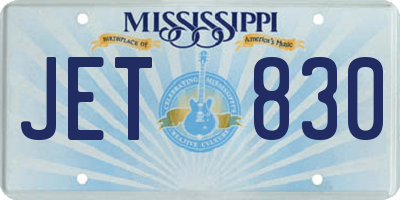 MS license plate JET830