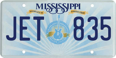 MS license plate JET835
