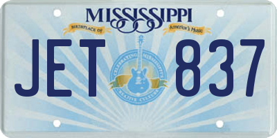 MS license plate JET837