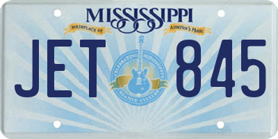 MS license plate JET845