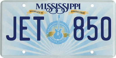 MS license plate JET850