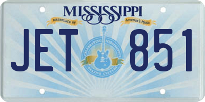 MS license plate JET851