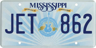 MS license plate JET862