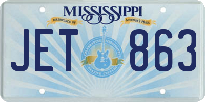 MS license plate JET863