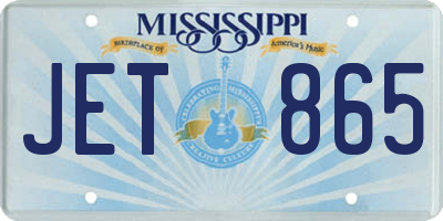 MS license plate JET865