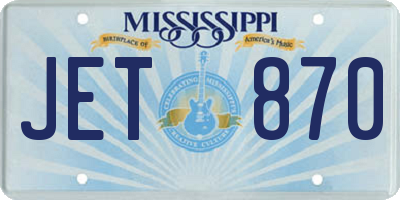 MS license plate JET870