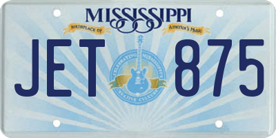 MS license plate JET875