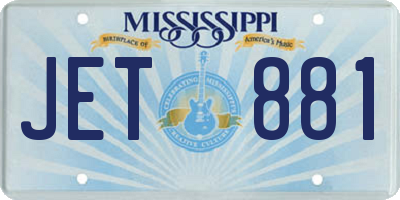 MS license plate JET881