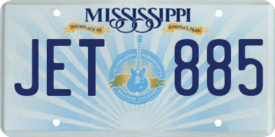MS license plate JET885