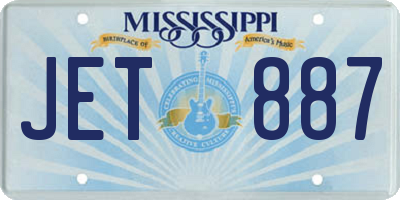 MS license plate JET887