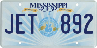 MS license plate JET892