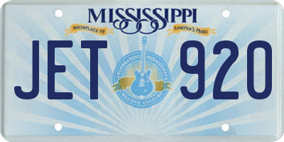 MS license plate JET920