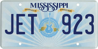 MS license plate JET923