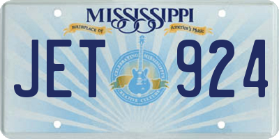 MS license plate JET924